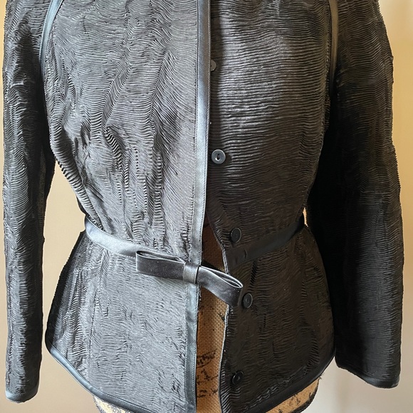 Badgley Mischka  Black Silk Silk Blend Jacket with Gorgeous Detail - Picture 6 of 12